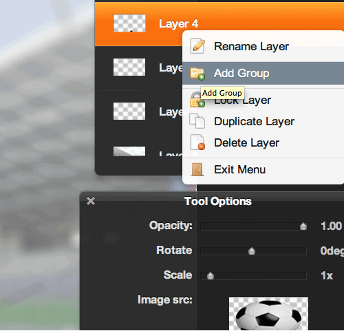 How do I group layers in Creator