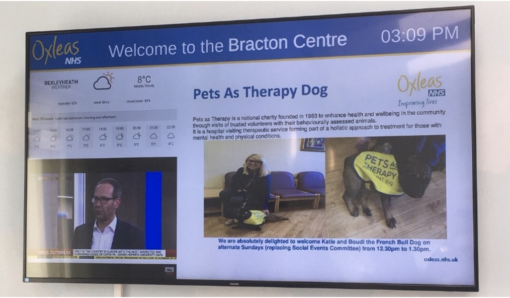 Hospital Digital Signage Solution for The Bracton Centre, an Oxleas NHS Foundation